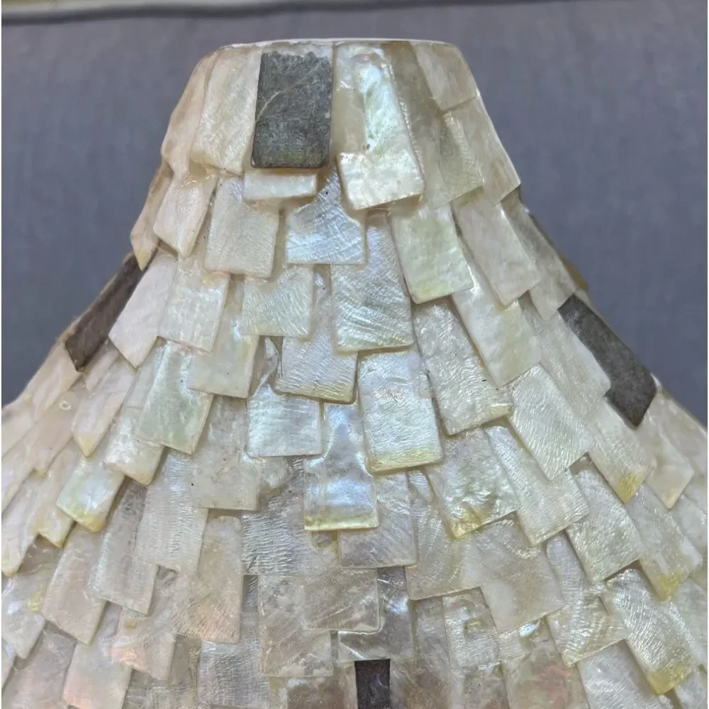 Artisan Mother Of Pearl And Pen Shell Inlaid Vase Size 16 x 17 in